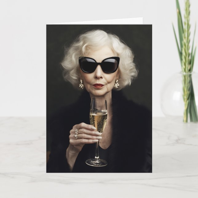 Elegant Äldre kvinnor med champagne Inbjudan (Framsida)
