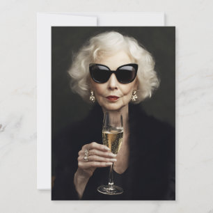 Elegant Äldre kvinnor med champagne Inbjudningar