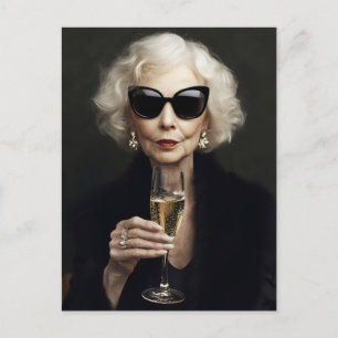Elegant Äldre kvinnor med champagne Vykort