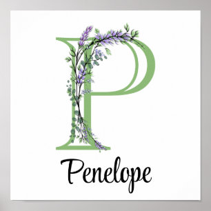 Elegant alfabet brev P Lavender Eucalyptus Poster