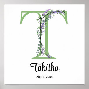 Elegant alfabet brev T Lavender Eucalyptus Poster
