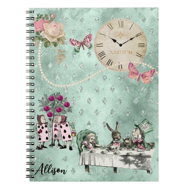 Elegant Alice in Wonderland Personlig Anteckningsbok (Framsidan)