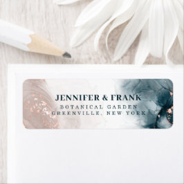 Elegant Alkohol Bläck Guld  Blue Minimal Modern Returadress Etikett