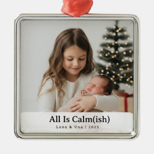 Elegant "All Is Lugn(ish)" Syskon Photo jul Julgransprydnad Metall
