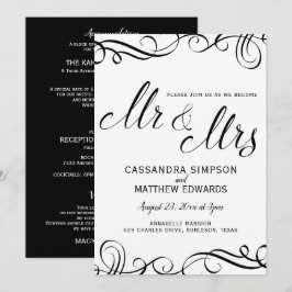 Elegant alla i en bröllopsinbjudan | Svart Inbjudningar