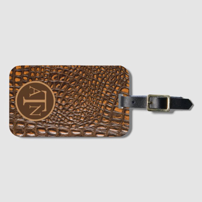 Elegant Alligator Skin Monogram Bagagebricka (Framsida horisontal)