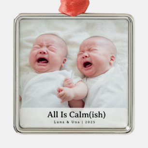 Elegant "Allt är lugnt(ish)" syskonfoto jul Julgransprydnad Metall