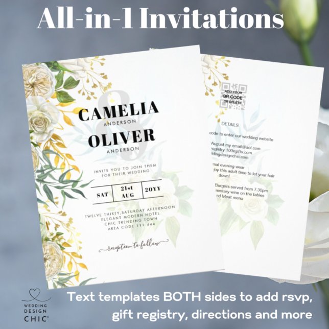 Elegant Allt-i-1 Vit ros Botaniska Bröllop (Skapare uppladdad)