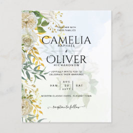 Elegant Allt-i-1 Vit ros Botaniska Bröllop Flygblad