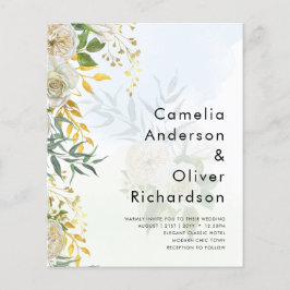 Elegant Allt-i-1 Vit ros Botaniska Bröllop Flygblad