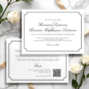 Elegant Allt-i-ett QR OSA White Simple Bröllop Inbjudningar