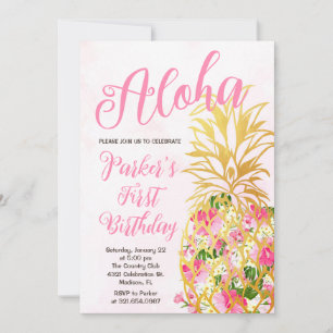 Elegant Aloha Pineapple First Födelsedagsfest Inbjudningar