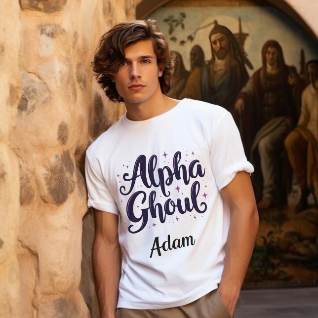 Elegant ’Alpha Ghoul’ Namn Halloween Calligraphy Lång Ärmad Tröja (Skapare uppladdad)