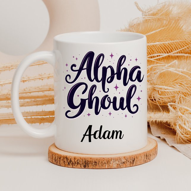 Elegant ’Alpha Ghoul’ Namn Halloween Calligraphy Mugg (Skapare uppladdad)