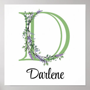 Elegant alphabet brev D Lavender Eucalyptus Poster