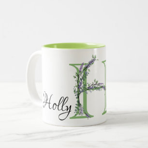 Elegant Alphabet brev H Lavender Eucalyptus Två-Tonad Mugg