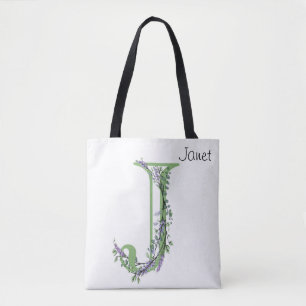 Elegant alphabet brev J Lavender Eucalyptus Tygkasse