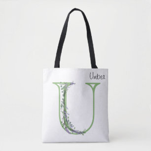 Elegant alphabet brev U Lavender Eucalyptus Tygkasse