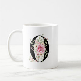 Elegant Alphabet Coffee Cup with Pink Rose Design Kaffemugg