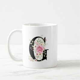Elegant Alphabet Coffee Cup with Pink Rose Design Kaffemugg
