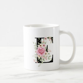 Elegant Alphabet Coffee Cup with Pink Rose Design Kaffemugg