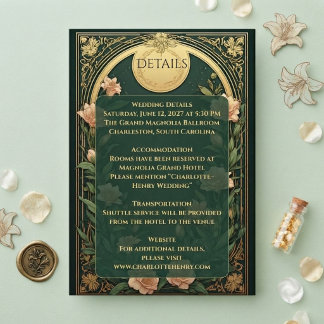Elegant Alphonse Mucha Art Nouveau Bröllop Anpassa Tilläggskort