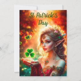 Elegant alv flicka St Patrick's Day blommande sols Julkort
