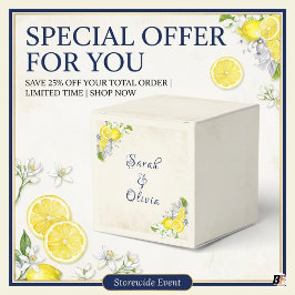 Elegant Amalfi Citron & Marin Blommig Bröllop Presentaskar