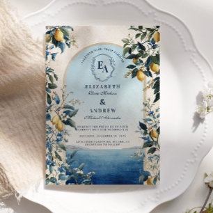 Elegant Amalfi Kusten Citrus Bröllop Inbjudningar