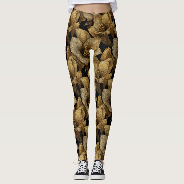 Elegant Amaryllis Accent Maternity Crossfit Leggings (Framsida)