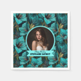 Elegant Amaryllis Glad födelsedag Vacker Pappersservett