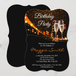 Elegant Amber Champagne Födelsedagsfest Inbjudan