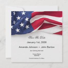 Elegant American Flag Wedding Save The Date Card Spara Datumet