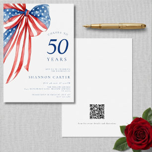 Elegant amerikansk flagg patriotisk slinga 50-årsd inbjudningar