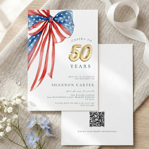 Elegant amerikansk flagg patriotisk slinga 50-årsd inbjudningar