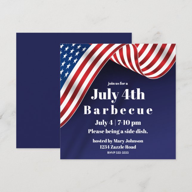 Elegant Amerikansk Flagga 4 juli Inbjudningar (Fram/baksida)