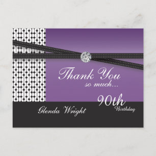 Elegant Amethyst Lila and Black Birthday Vykort