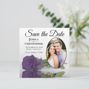 Elegant Amethyst Lila Ros & Oval Fotografi Bröllop Spara Datumet