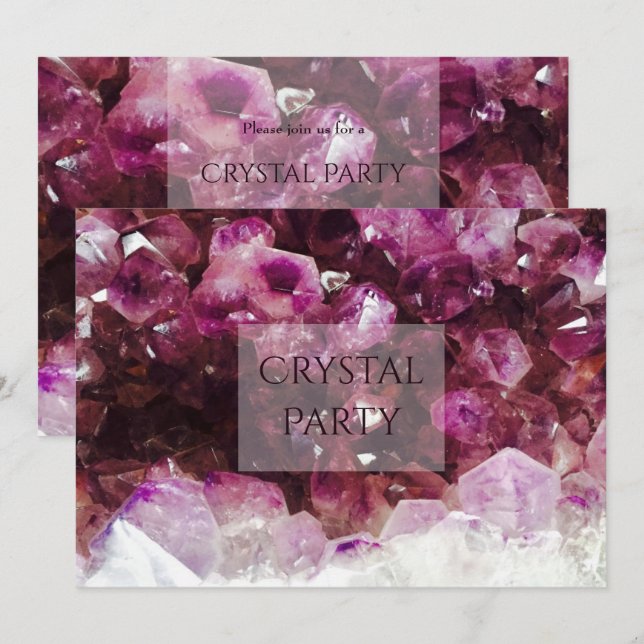 Elegant Ametyst Crystal Party Inbjudningar (Fram/baksida)