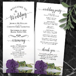 Elegant Ametyst Lila Ro Romantic Bröllop Program