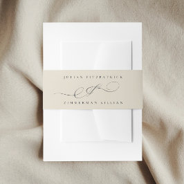 Elegant Ampersand Beige Charcol Bröllop Band För Inbjudningskort