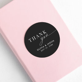 Elegant Ampersand Black White Bröllop Tack Runt Klistermärke