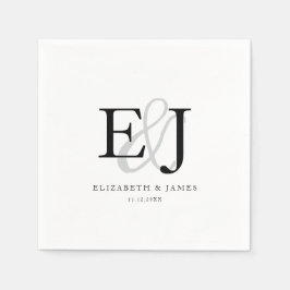 Elegant Ampersand Classic Monogram Bröllop Pappersservett