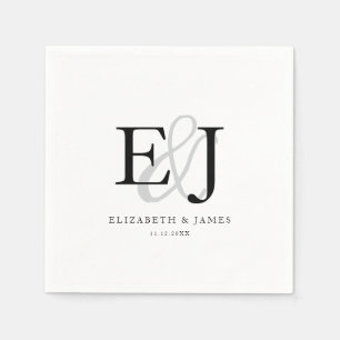 Elegant Ampersand Classic Monogram Bröllop Pappersservett