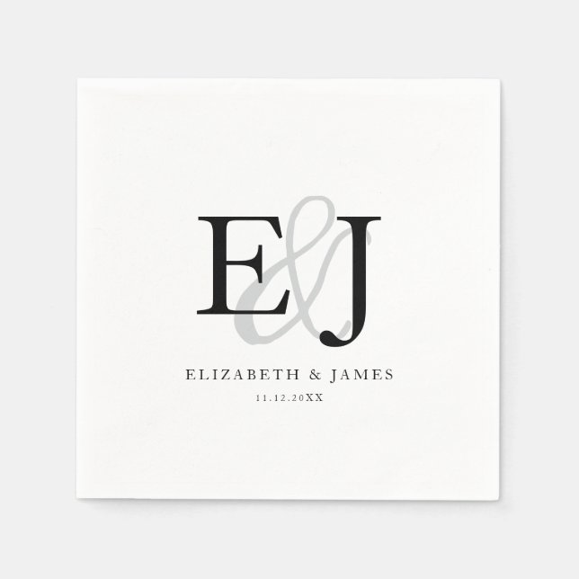 Elegant Ampersand Classic Monogram Bröllop Pappersservett (Framsidan)