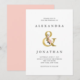 Elegant Ampersand | Guld och Bröllop Inbjudningar
