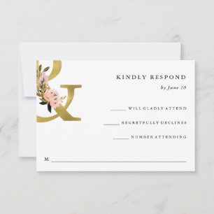 Elegant Ampersand Guld och Bröllop OSA Kort