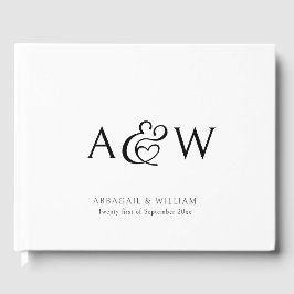 Elegant Ampersand Monogram Black & White Bröllop Gästböcker