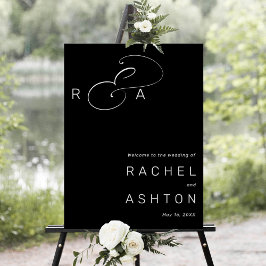 Elegant Ampersand Monogram Bröllop Välkomsttecken Poster