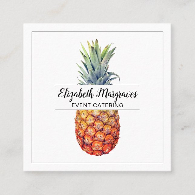Elegant Ananapple-händelsekatterare Fyrkantigt Visitkort (Framsida)